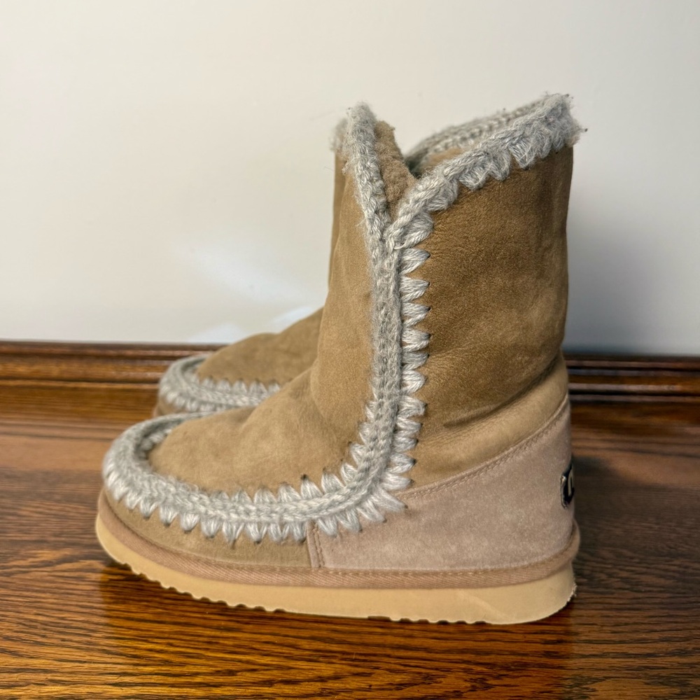 Cozy Boho Mou Eskimo 24 Stitch Detailed Sheepskin Boots Size IT38 - Picture 3 of 10